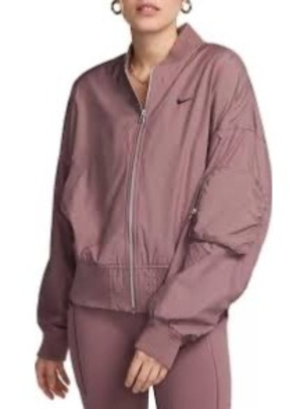 Nike Womens Mauve Sportswear Oversized Bomber Jacket Size Large